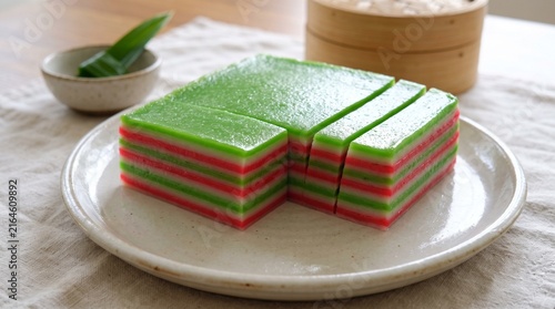 Kue lapis pelangi, indonesian traditional food of rainbow layer cake