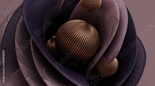 Abstract 3D Floral Design with Metallic Elements