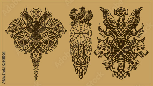 Celtic Knotwork Tattoo with Raven Designs