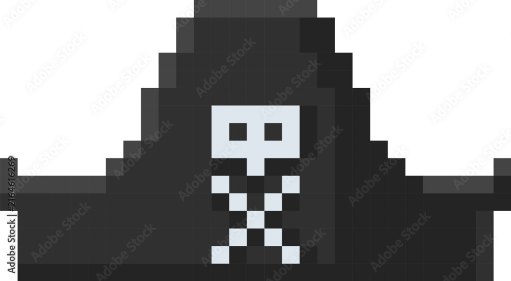 Fototapeta premium Pirate Hat With Skull Pixel Art