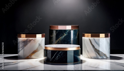 modern luxury display pedestals marble acrylic and velvet