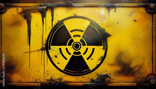 distressed yellow warning signs for radiation biohazard voltage and poison