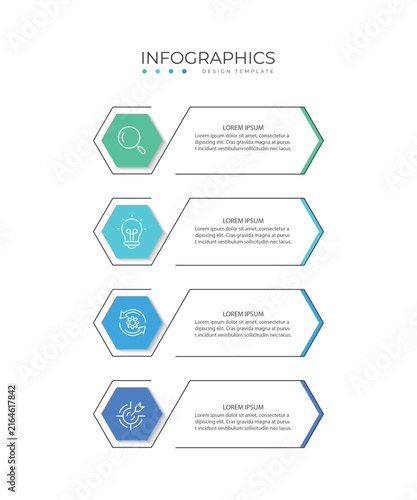 Business infographic template. 4 Step timeline journey. Process diagram, 4 options, Infographic elements vector illustration.
