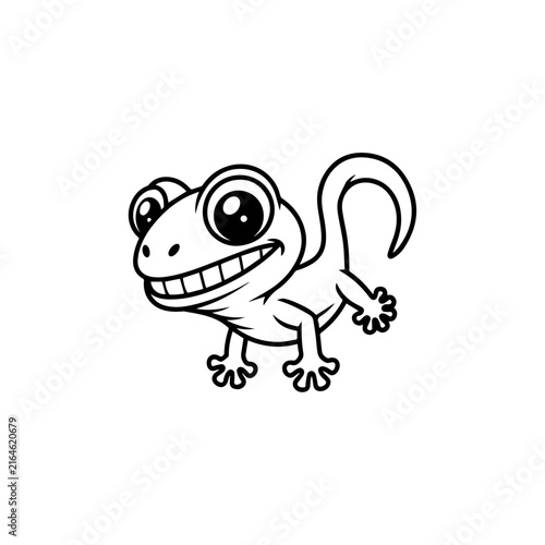 Cute Cartoon Dinosaur Lizard Doodle Character Isolated on White Background