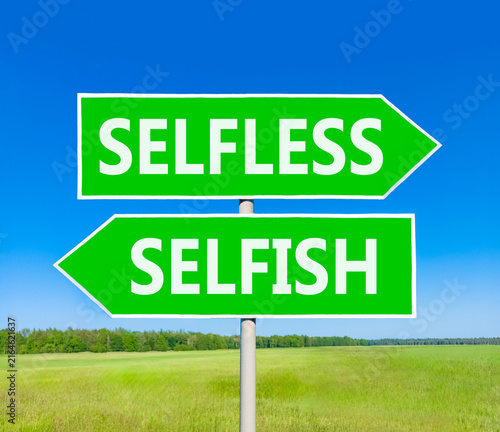Cuadro en lienzo Selfless instead selfish words symbol