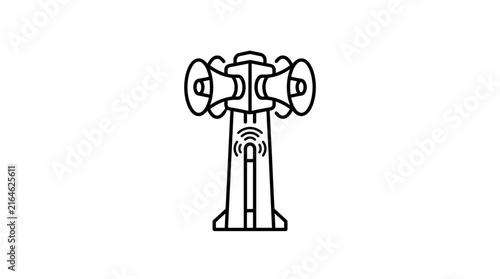Public Address Emergency Siren System Tower Vector Illustration Icon