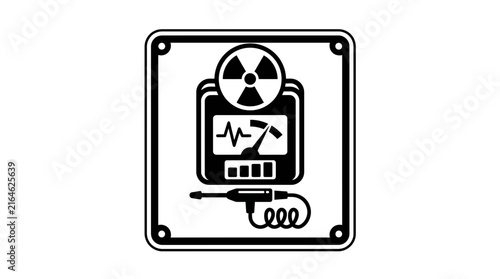 Radiation detection device with geiger counter icon vector illustration