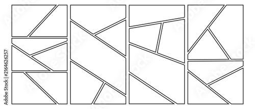 Pop art template grid page frame for comic book, photo collage, poster, flyer. Set of blank collage grid manga comic storyboard layout panel template. Blank Comic book panel frame collection.