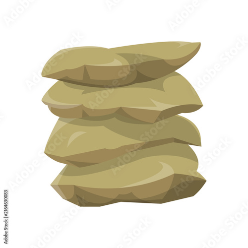 Stacked sandbag vector illustration. Flat design style. Flood protection, military defense concept.