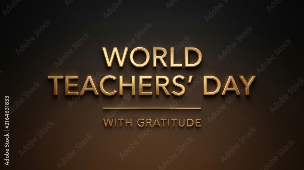Obraz premium World Teachers Day Gratitude Message on Elegant Dark Background