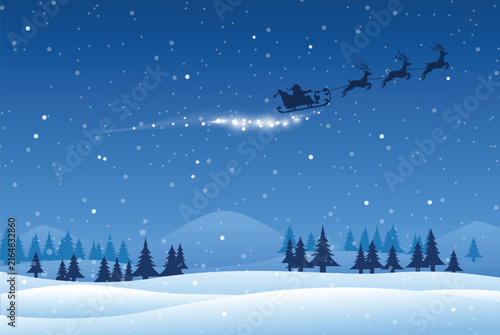 Santa Sleigh Winter Night, vector design
