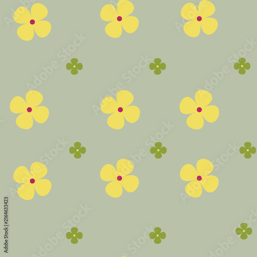 Seamless floral patttern with dots. Vector illustration. Red and yellow ornament.eps