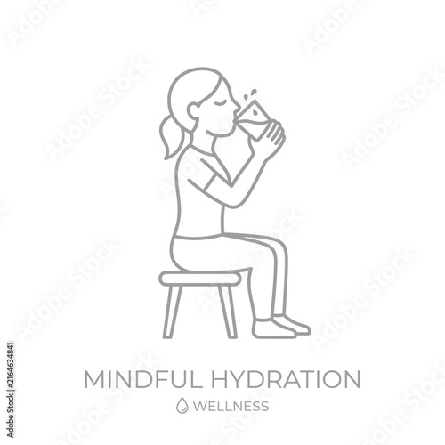 Woman Drinking Water from Glass.
