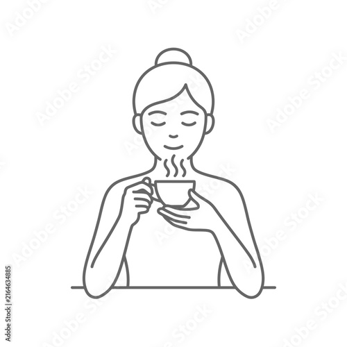 Woman Holding Cup of Coffee.