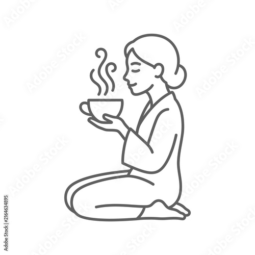 Woman Holding Steaming Cup Coffee.