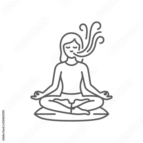 Woman meditating in lotus position calmly 1.
