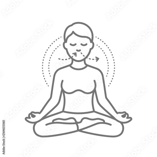 Woman meditating in yoga position calm.