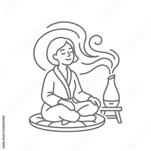 Woman meditating in yoga position.