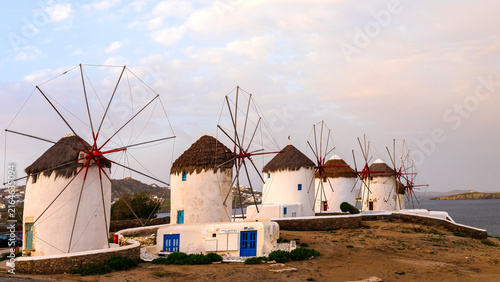 Kato Mili windmills on the island of Mykonos, Greece