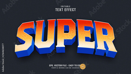 3D Super Text Effect with Retro Blue Extrusion