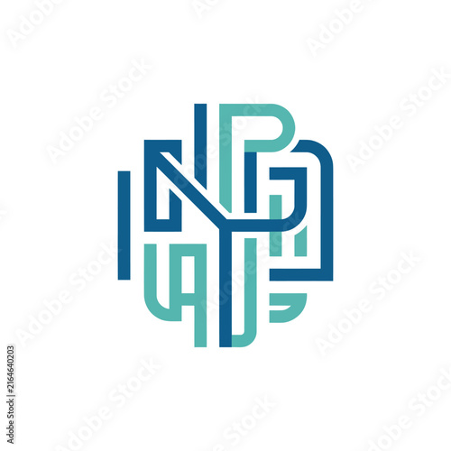 Abstract Geometric Logo Design with Interlocking Blue and Teal Letters