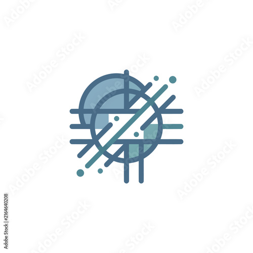 Abstract geometric logo design, modern circle and lines, blue and green color palette