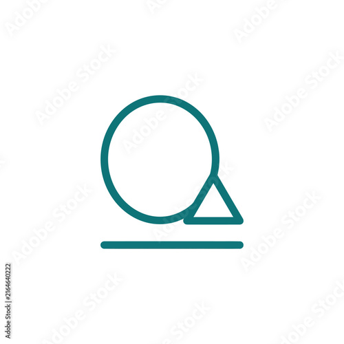 Abstract geometric logo design, teal circle and triangle on white background