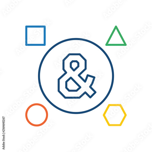 Abstract Geometric Shapes and Ampersand Symbol, Concept of Connection and Design