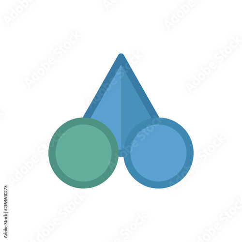 Abstract Geometric Shapes: Blue Triangle and Circles