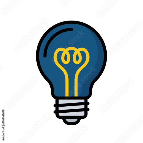 Blue light bulb icon, idea symbol, innovation, creativity, inspiration, concept, isolated on white