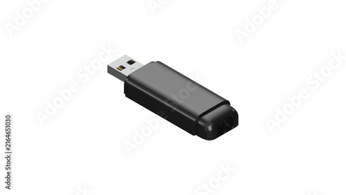 Cuadro en lienzo Black USB flash drive isolated on white background