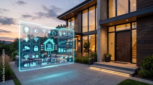 Smart home panel. Digital house control. Modern automation technology.