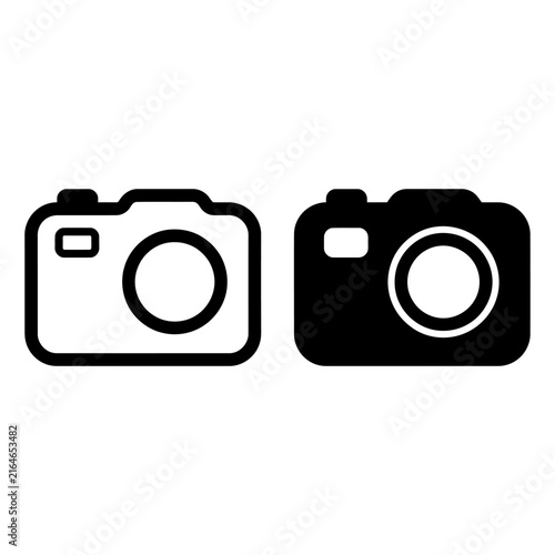 Minimalistic black and white camera icons side by side