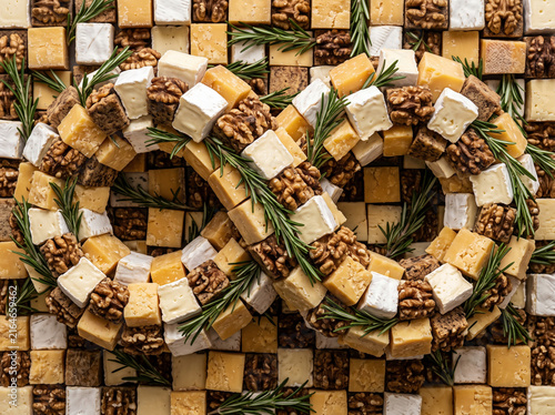 Geometric Cheese Walnut Rosemary Symmetry Pattern