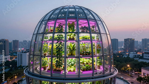 High Tech Rooftop Vertical Farm with Automated Climate Systems