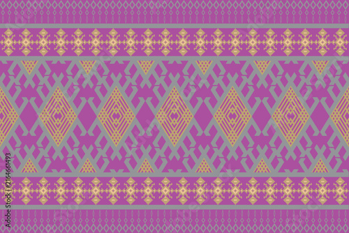  This image shows a traditional Thai fabric with an intricate geometric pattern. 
