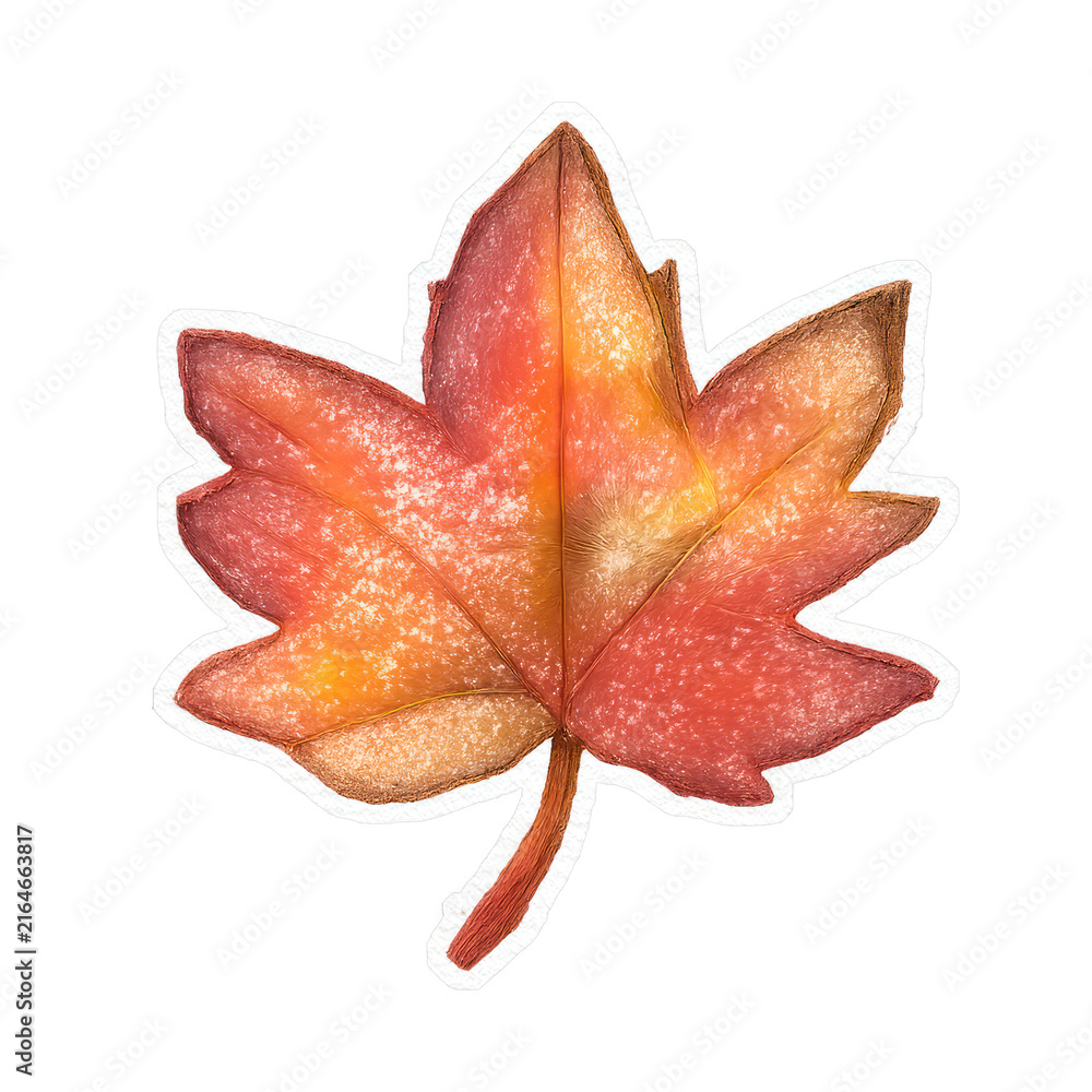 Fototapeta premium PNG Vibrant autumn maple leaf illustration.