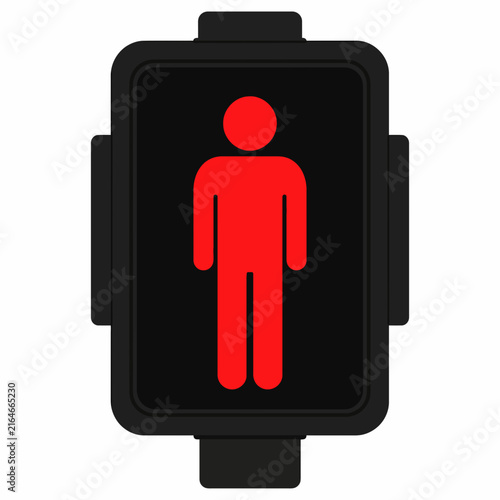 Red Pedestrian Stop Traffic Light Signal Flat Vector Illustration