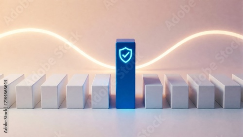 Obraz na płótnie Cybersecurity Concept with Blue Protective Shield Barrier