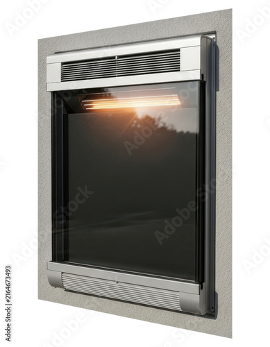 Modern electric wall mounted heater cutout on transparent background