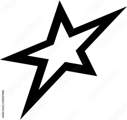 Dynamic Five Point Star Outline, Bold Black Hollow Shooting Star Shape Illustration