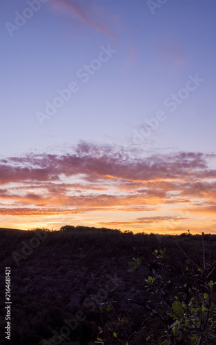 Quercy Sunset Sky Above Dark Ridge With Orange Clouds