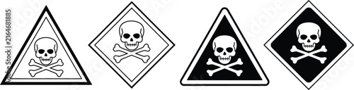 Фотография Poison hazard skull warning signs vector illustration
