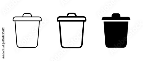 Trash Can Icons, Delete Symbol, Waste Bin Vector Graphics, Recycle Bin Set