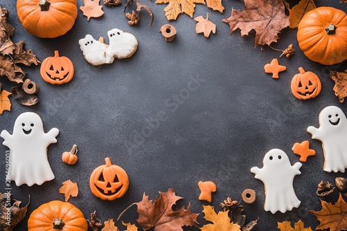 A white background with a pumpkin and a pumpkin hat , with ample copy space for text.