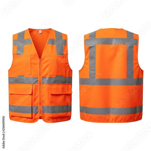 Bright orange safety vest front and back view
