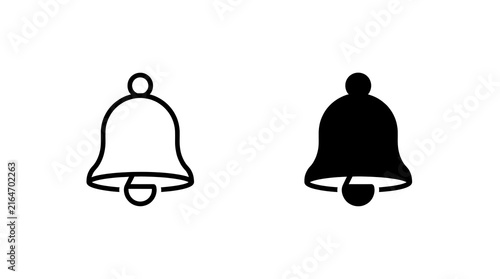Notification bell icons isolated on transparent background
