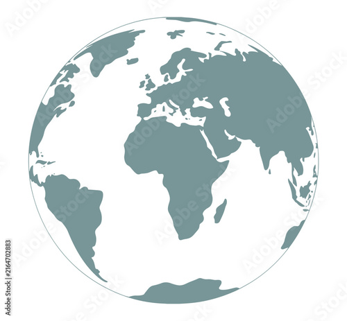 World Map. A simplified graphic illustration of the Earth, showing continents and oceans.