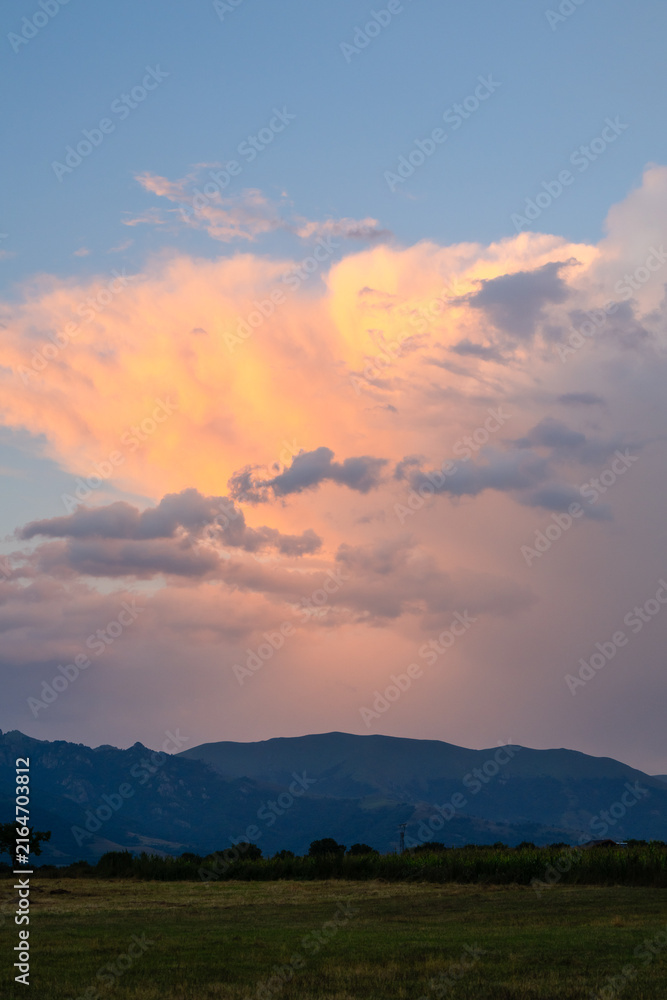 Fototapeta premium Gorgeous sunset landmark with mountains layers, Armenia
