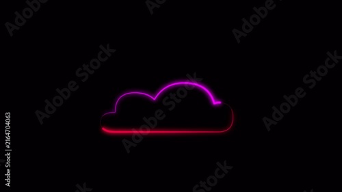 Glowing neon cloud shape against a dark background pink and red